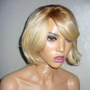 Lace front blonde synthetic with roots  bob wig